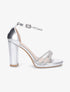 Sandales à talon haut et strass en simili - Argent - 5