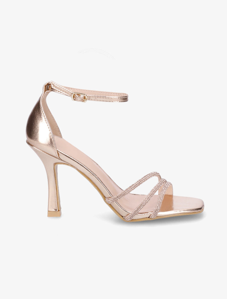 Sandales à talon aiguille et strass en simili - Rose gold - 5