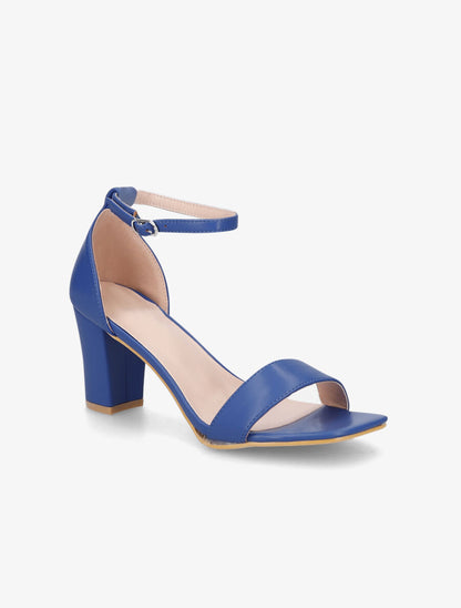 Sandales à talon et bride en simili - Bleu - 2