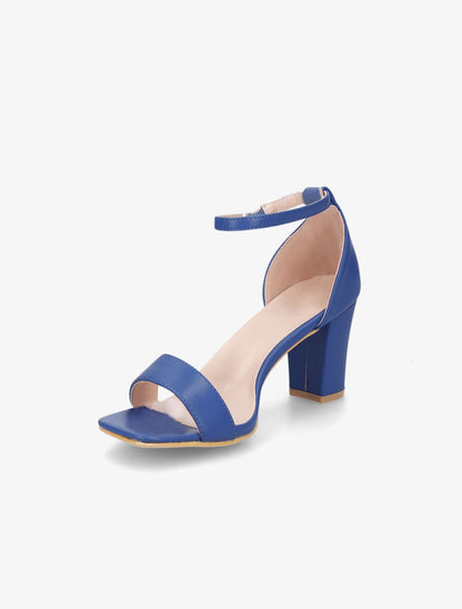 Sandales à talon et bride en simili - Bleu - 3
