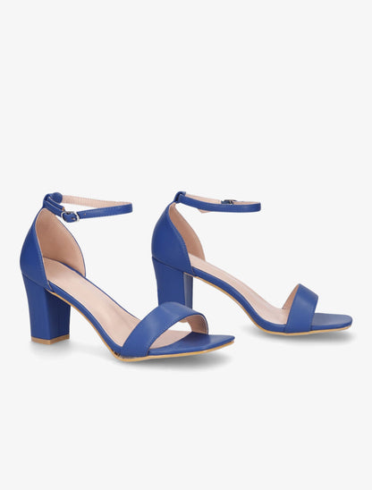 Sandales à talon et bride en simili - Bleu - 4