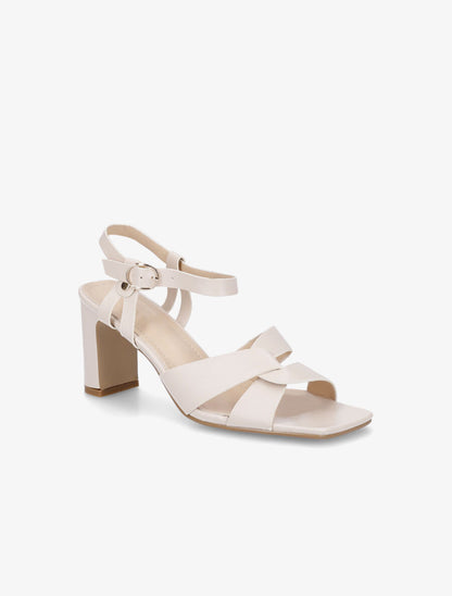 Sandales entrelacées en simili à talon - Beige - 2