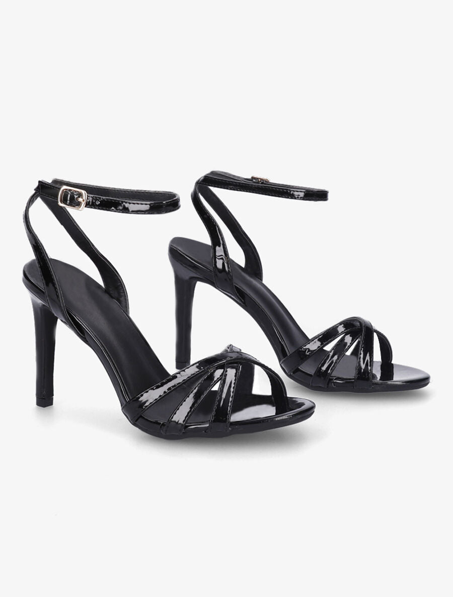 Sandales à talon aiguille et brides entrelacées - Noir - 4