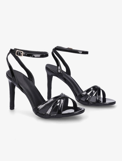 Sandales à talon aiguille et brides entrelacées - Noir - 4