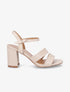 Sandales à talon et double brides en simili - Beige - 1