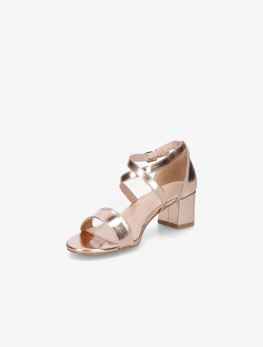 Sandales à brides croisées en simili - Rose gold - 3