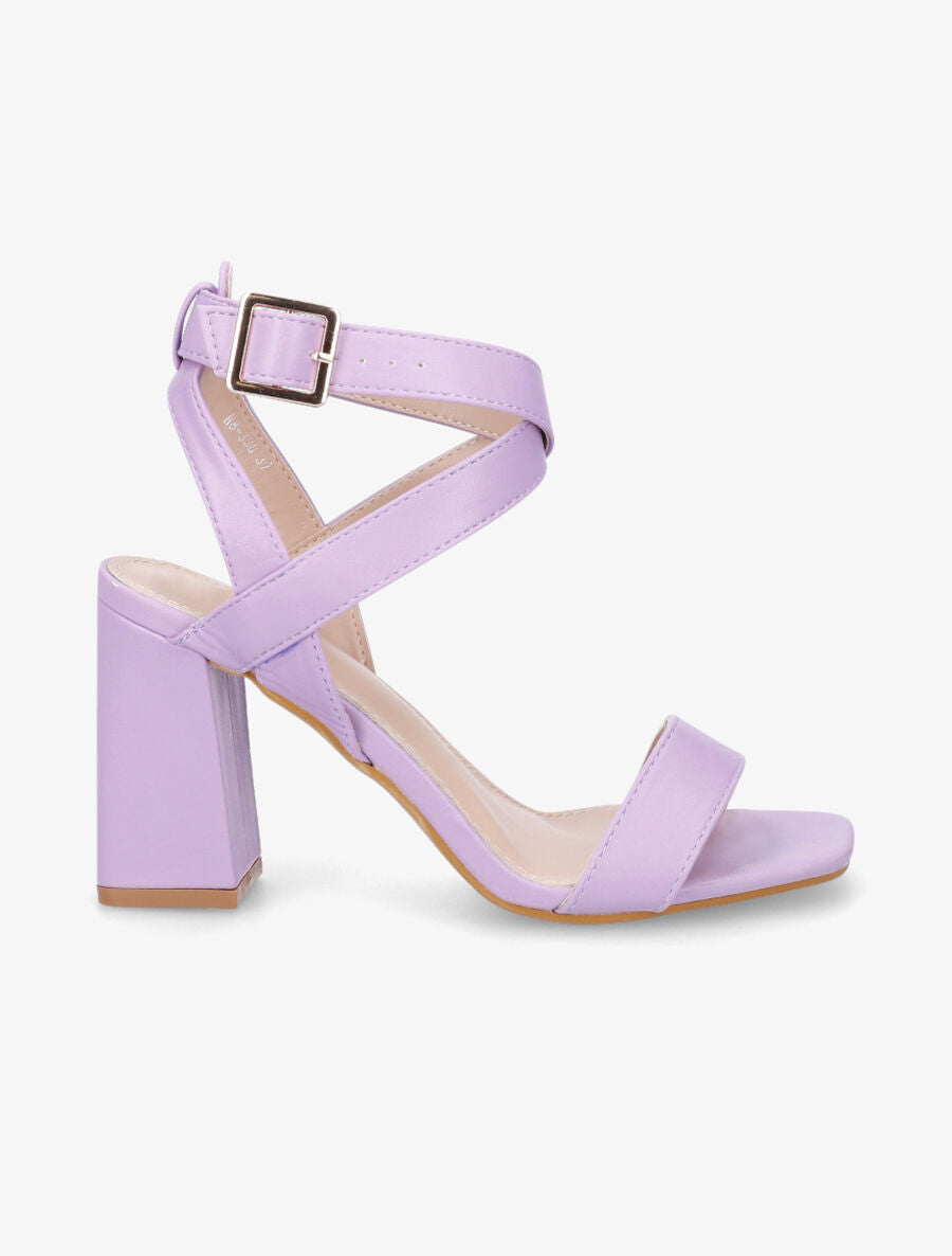 Sandales à talon et brides croisées - Lilas - 1