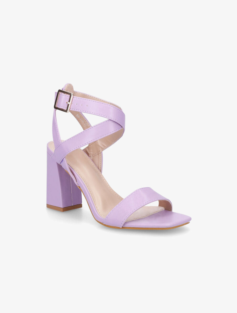 Sandales à talon et brides croisées - Lilas - 2