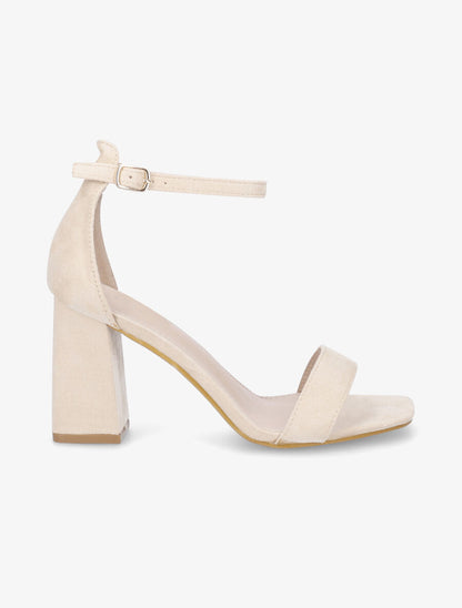 Sandales en suédine à talon haut - Beige - 1