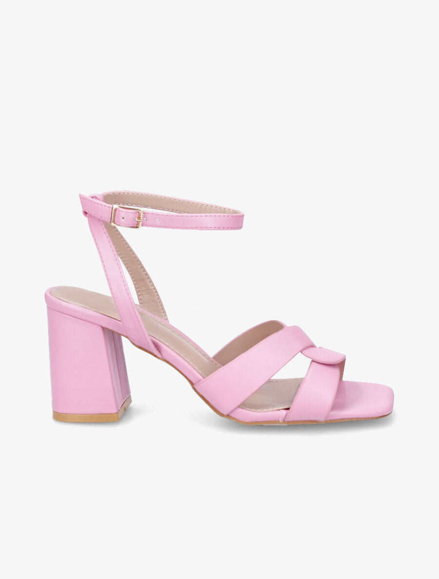 Sandales croisées à talon - Rose - 1
