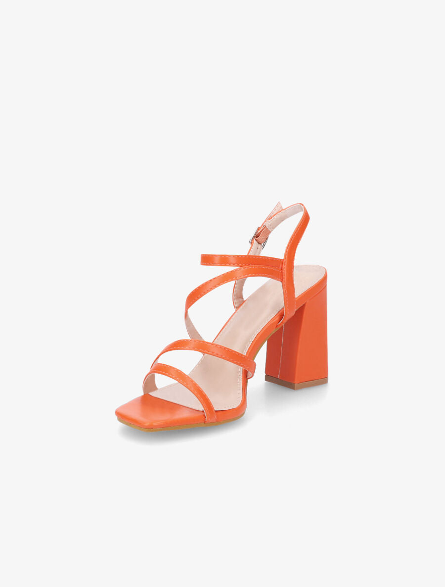 Sandales en simili à talon - Orange - 3