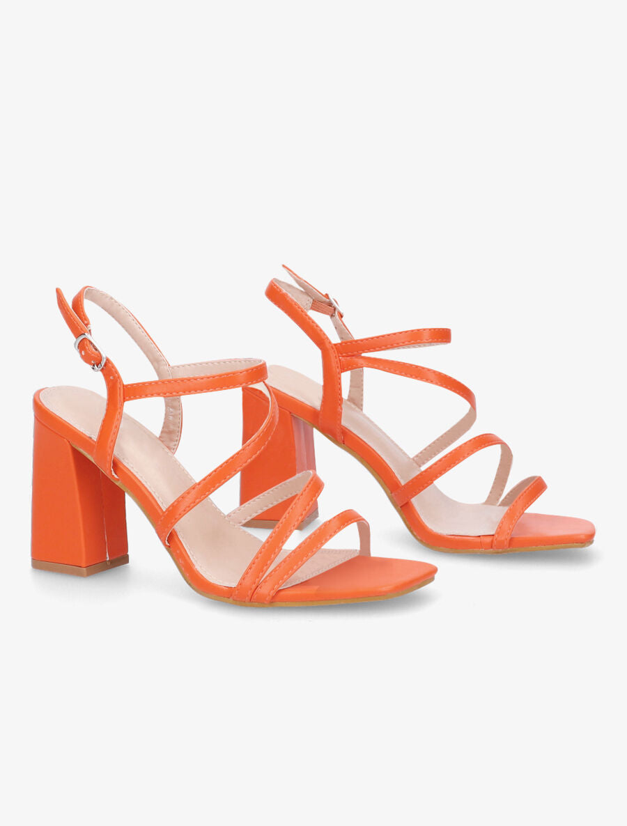Sandales en simili à talon - Orange - 4