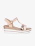 Sandales compensées bride en T croco - Rose gold - 1