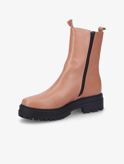 Bottines à plateforme et semelle crantés stylisés - Rose - 4