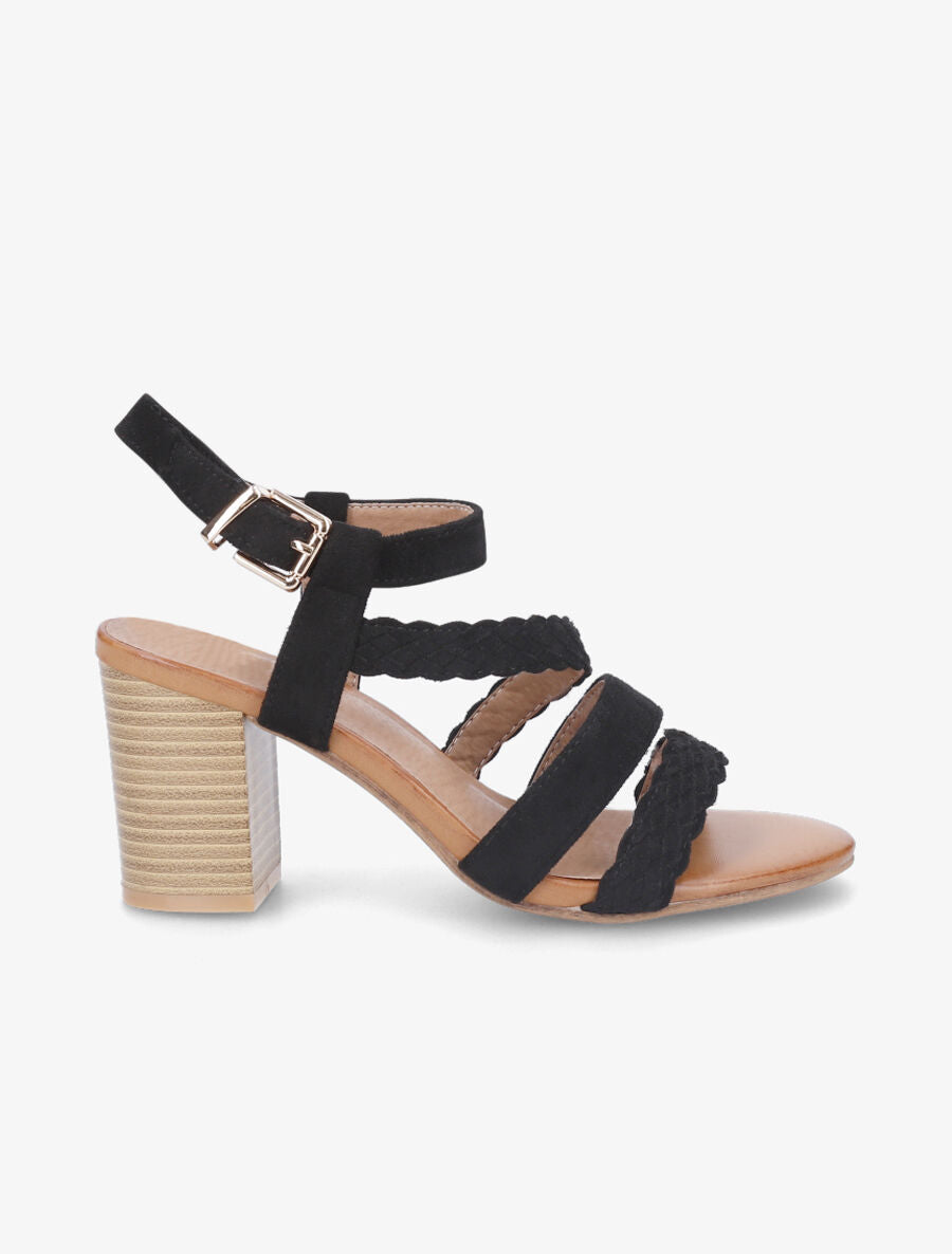 Sandales en suédine multi brides - Noir - 5