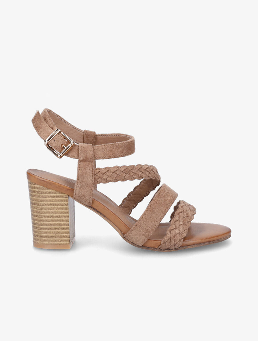 Sandales en suédine multi brides - Camel - 1