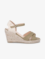 Sandales compensées style espadrille - Kaki - 1