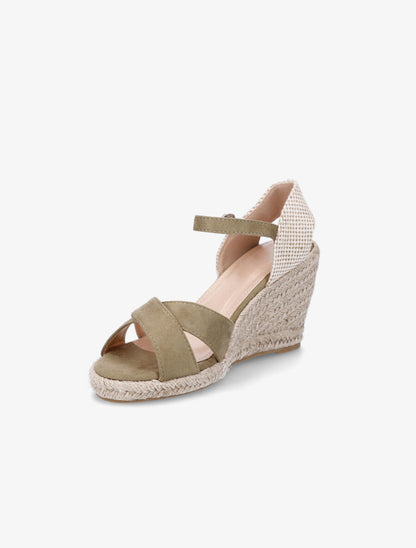 Sandales compensées style espadrille - Kaki - 3