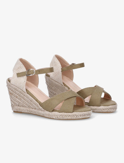 Sandales compensées style espadrille - Kaki - 4
