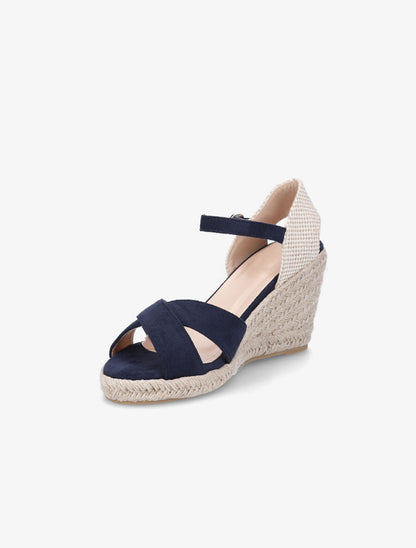 Sandales compensées style espadrille - Marine - 3