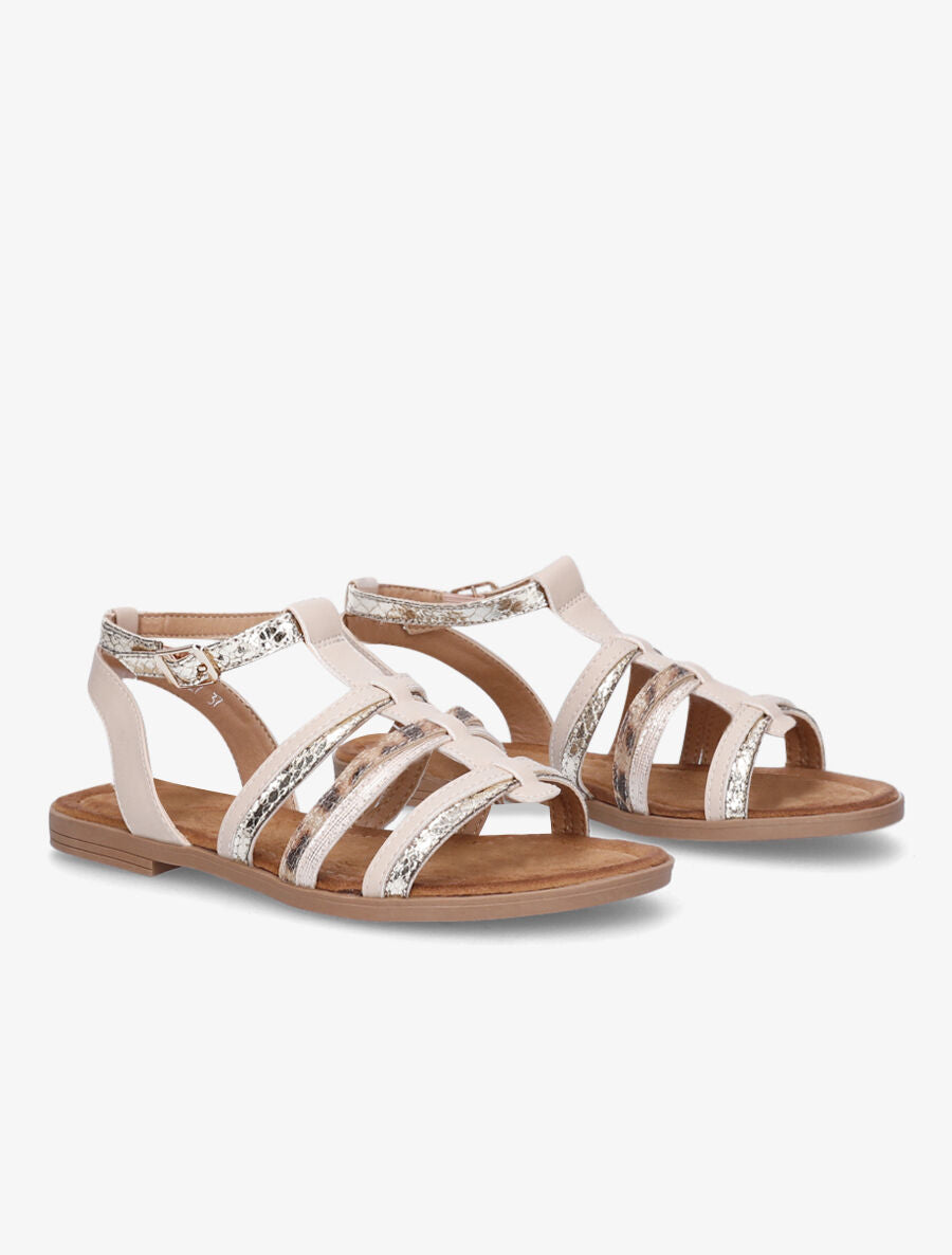 Nu-pieds en simili à multi brides - Beige - 4