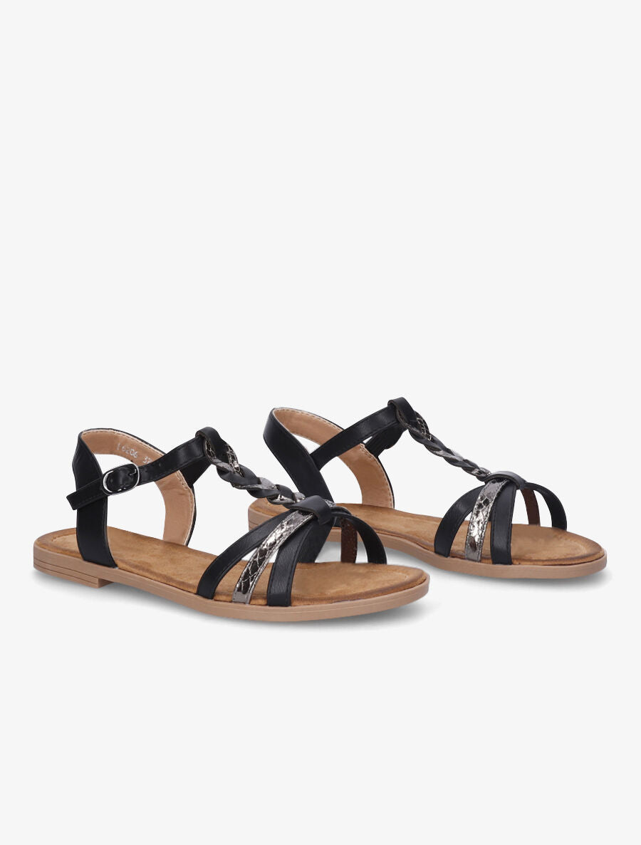 Nu-pieds tressés et irisés - Noir - 5