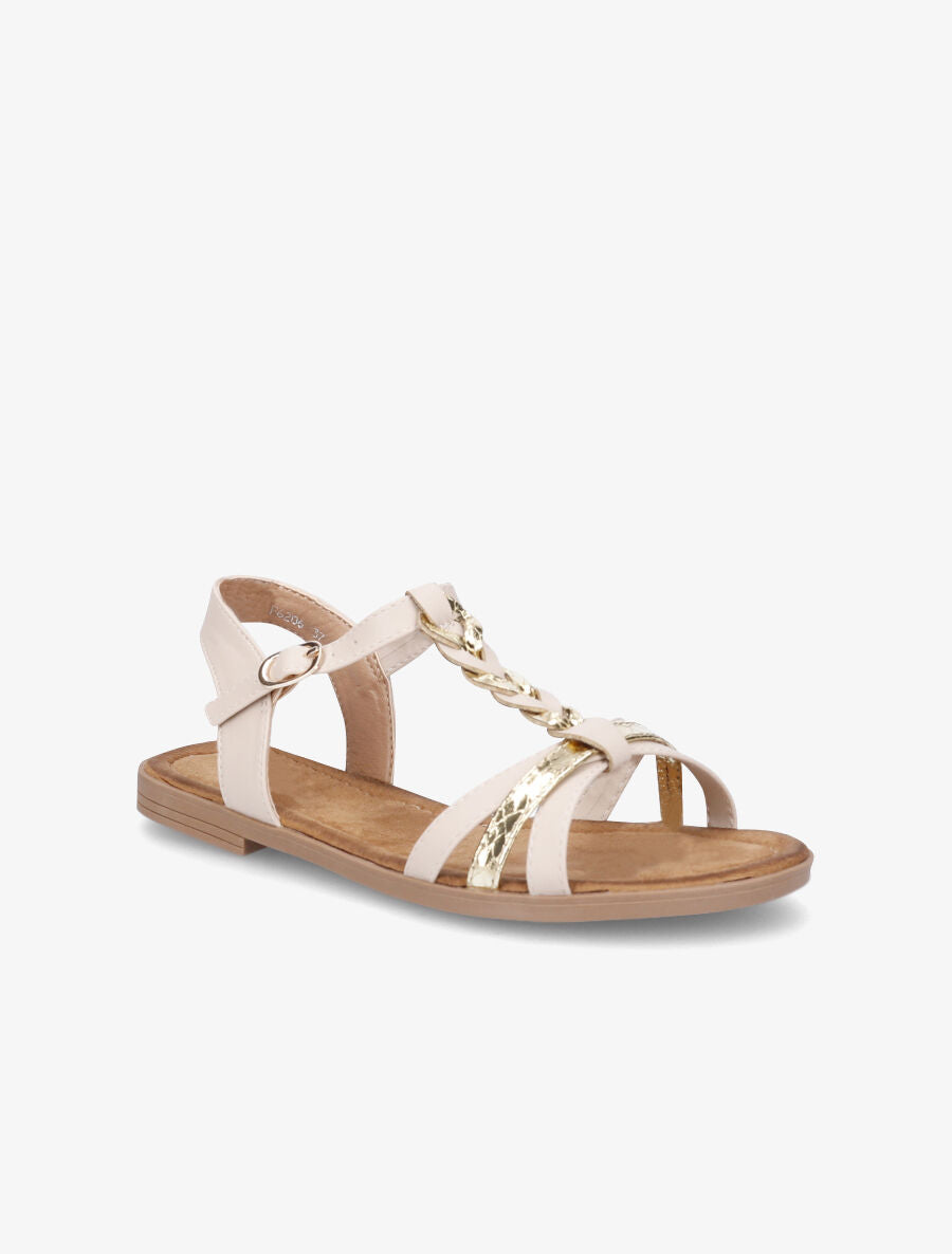 Nu-pieds tressés et irisés - Beige - 3