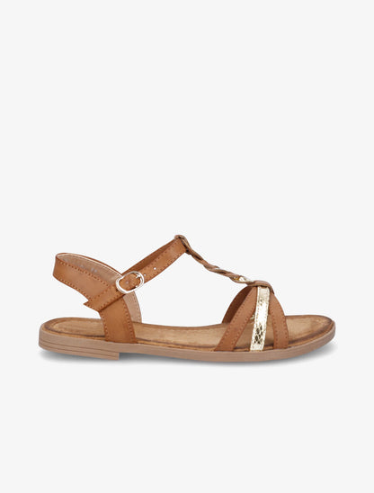 Nu-pieds tressés et irisés - Camel - 5