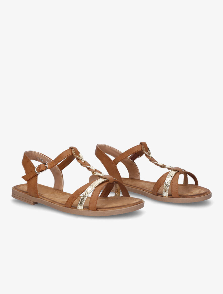 Nu-pieds tressés et irisés - Camel - 4