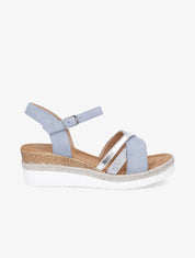 Sandales irisées à brides strassées et irisées - Bleu ciel - 1