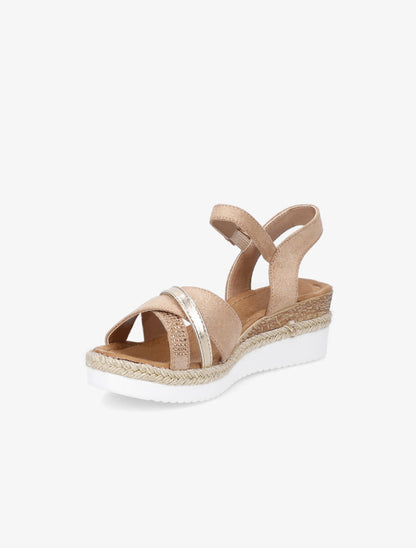 Sandales irisées à brides strassées et irisées - Camel - 3