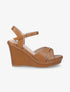 Sandales compensées à brides croisées - Camel - 1