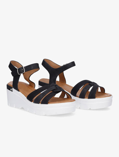Sandales compensées irisées à brides croisées - Noir - 4