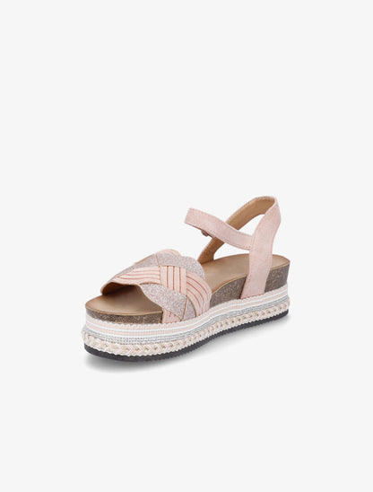 Sandales compensées tressées à paillettes - Rose gold - 3