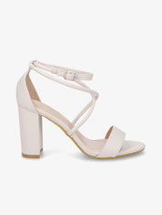 Sandales à talon et bride tour de cheville - Beige - 1