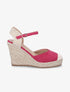 Compensées style espadrilles bi-matière - Fushia - 5