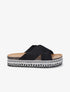 Claquettes à ganses croisées et semelle stylisée - Noir - 5