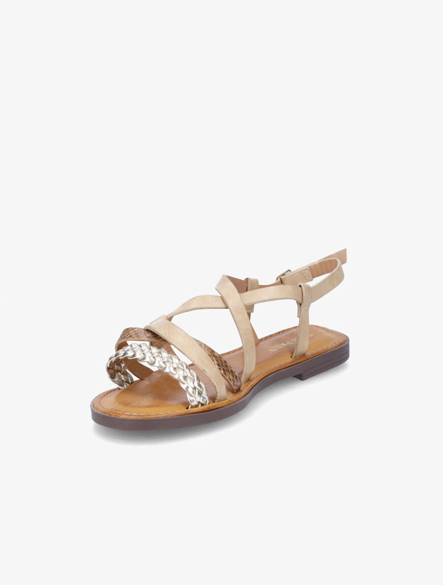 Nu-pieds croisés à tresse - Beige - 3