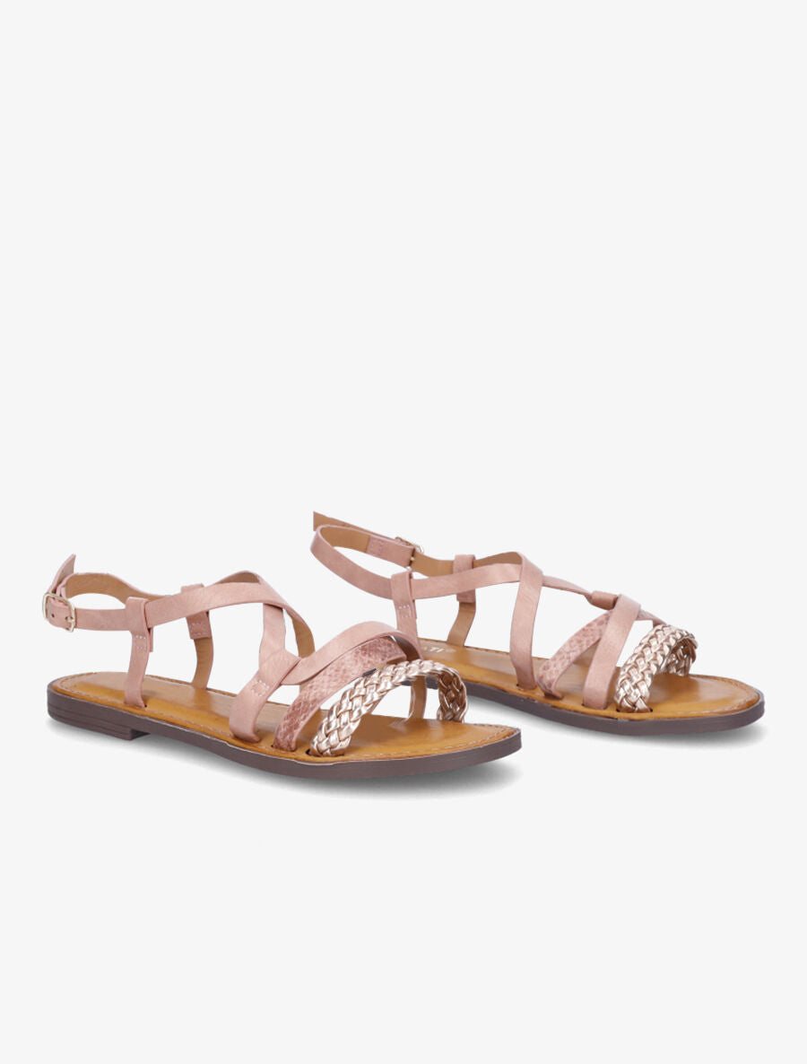 Nu-pieds croisés à tresse - Vieux rose - 4
