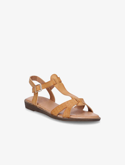 Nu-pieds en T en simili texturé - Beige - 2