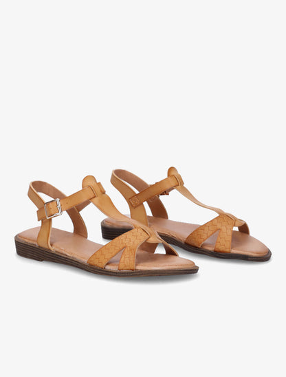 Nu-pieds en T en simili texturé - Beige - 4