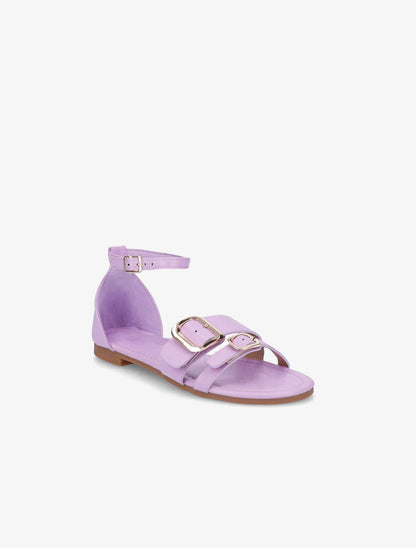 Nu-pieds en simili double boucles - Lilas - 2