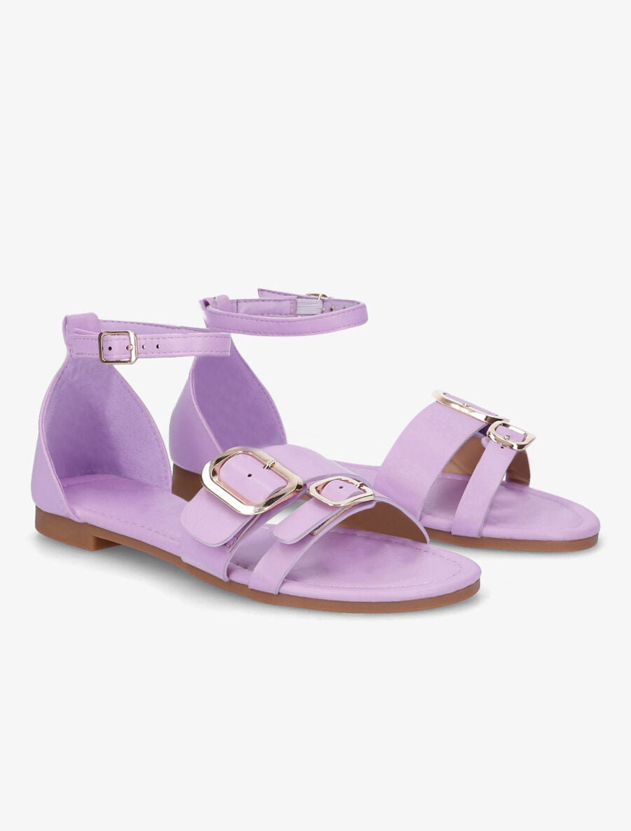 Nu-pieds en simili double boucles - Lilas - 4