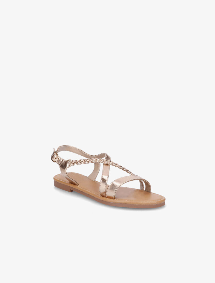 Nu-pieds en simili à bride tressée - Rose gold - 2