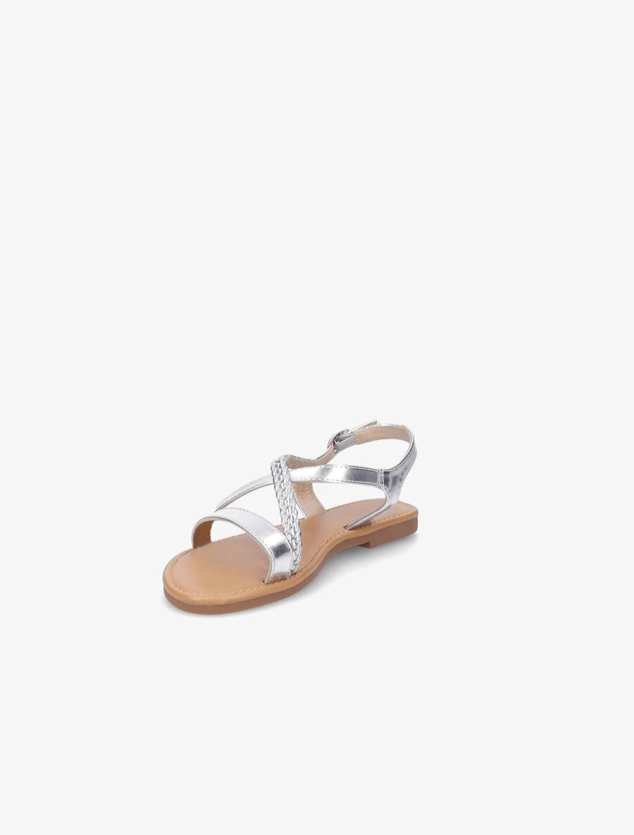 Nu-pieds en simili à bride tressée - Argent - 3