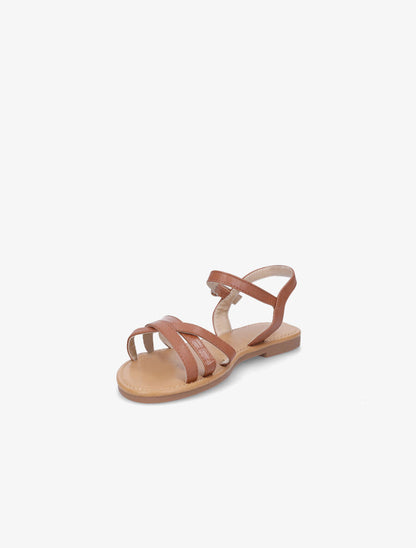 Nu-pieds en simili à bride effet croco - Camel - 3