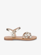 Nu-pieds en simili à bride effet croco - Or - 1