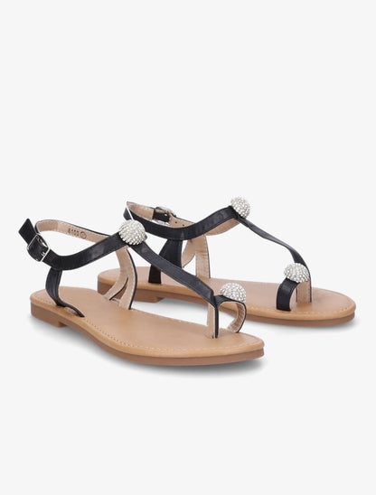 Nu-pieds à bijoux en strass - Noir - 4