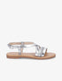 Nu-pieds en simili à bride tressée et strass - Argent - 5