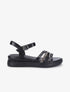 Sandales compensées triple brides fantaisies - Noir - 1